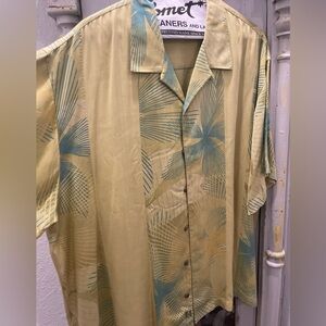 Tommy Bahama Men's Palm Print Shirt in Yellow and Green